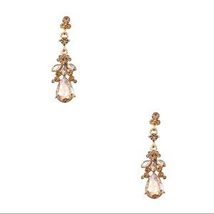 Crystal Gem Earrings Champagne Dangle Jewelry NWT